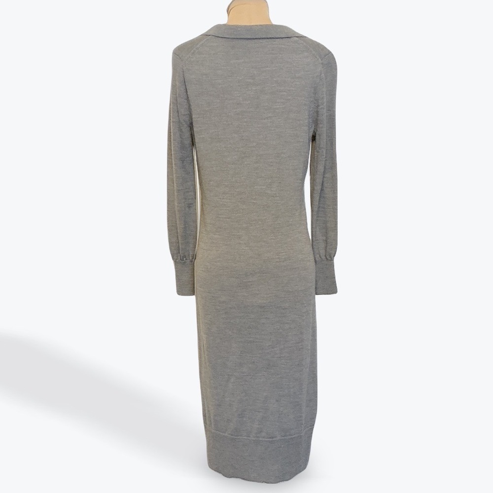 J Crew Gray Merino Wool Collared Long Sleeve Sweater Dress Midi Size XS - Picture 4 of 16